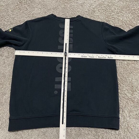 VTG Nike Sweatshirt Mens Medium Black Galaxy Overprint Just Do It Y2K Skateboard - Picture 8 of 11